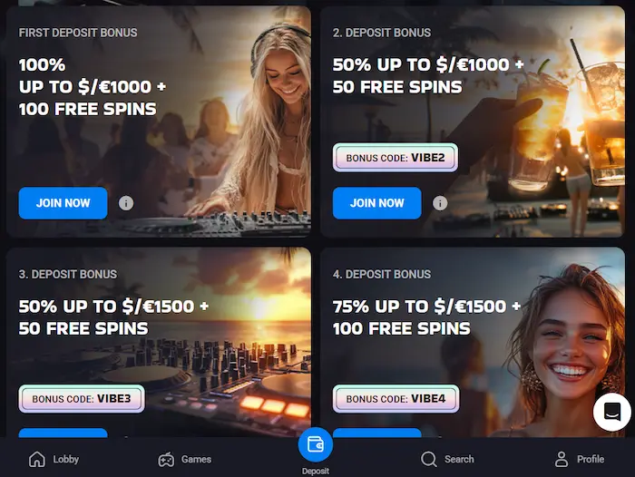 Lucky Vibe Casino Australia welcome bonus