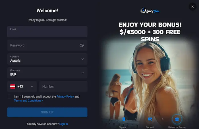 Lucky Vibe Casino Australia signup